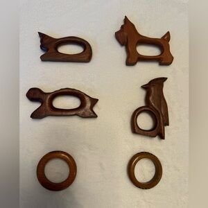 NWOT Set Of 6 Vintage Handcrafted Hardwood Napkin Rings